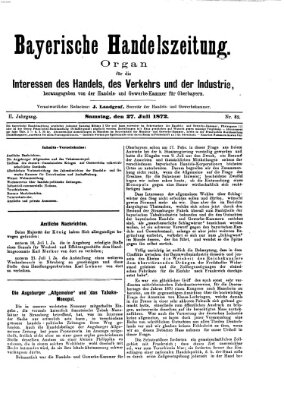 Bayerische Handelszeitung Samstag 27. Juli 1872