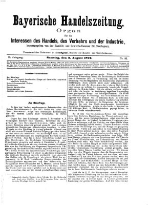 Bayerische Handelszeitung Samstag 3. August 1872