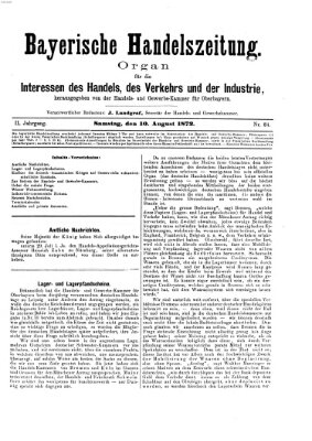 Bayerische Handelszeitung Samstag 10. August 1872