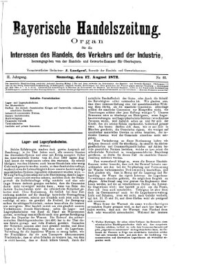 Bayerische Handelszeitung Samstag 17. August 1872