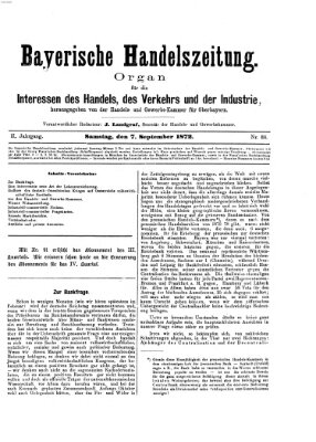 Bayerische Handelszeitung Samstag 7. September 1872