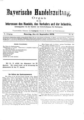 Bayerische Handelszeitung Samstag 21. September 1872