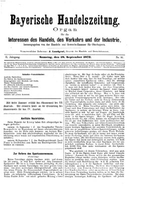 Bayerische Handelszeitung Samstag 28. September 1872