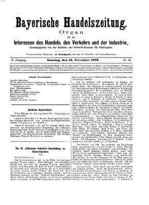 Bayerische Handelszeitung Samstag 16. November 1872