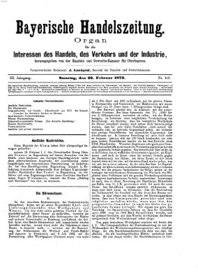 Bayerische Handelszeitung Samstag 22. Februar 1873