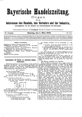 Bayerische Handelszeitung Samstag 1. März 1873