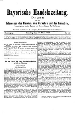 Bayerische Handelszeitung Samstag 15. März 1873