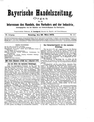 Bayerische Handelszeitung Samstag 29. März 1873