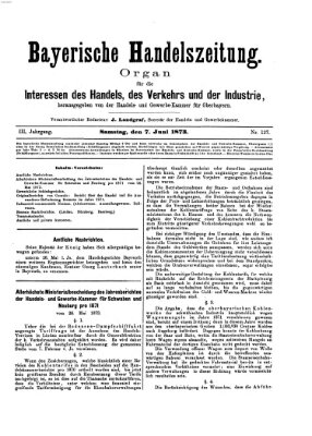 Bayerische Handelszeitung Samstag 7. Juni 1873