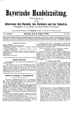 Bayerische Handelszeitung Samstag 2. August 1873