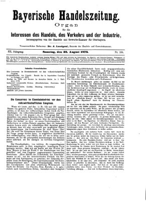 Bayerische Handelszeitung Samstag 23. August 1873