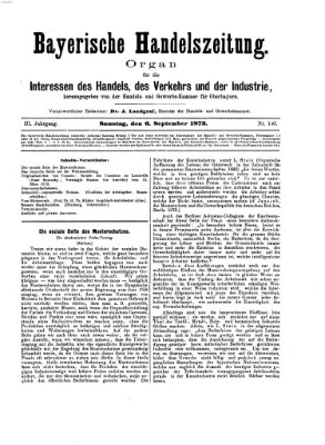 Bayerische Handelszeitung Samstag 6. September 1873