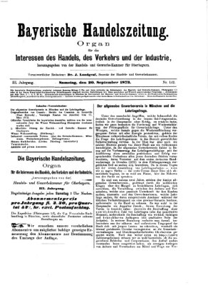 Bayerische Handelszeitung Samstag 20. September 1873