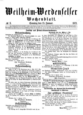 Weilheim-Werdenfelser Wochenblatt Sonntag 15. Januar 1871