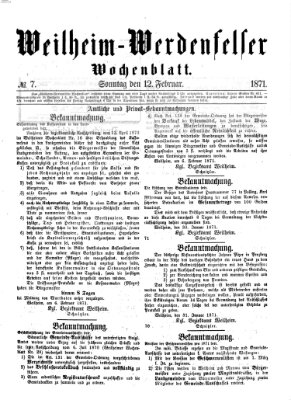 Weilheim-Werdenfelser Wochenblatt Sonntag 12. Februar 1871