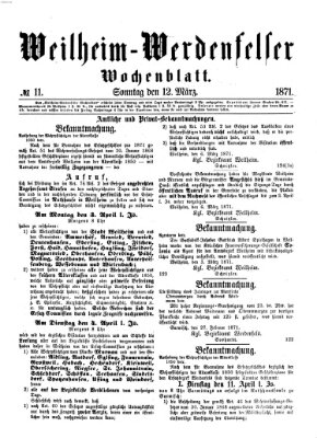 Weilheim-Werdenfelser Wochenblatt Sonntag 12. März 1871