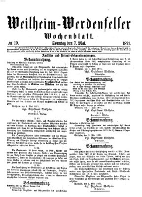 Weilheim-Werdenfelser Wochenblatt Sonntag 7. Mai 1871