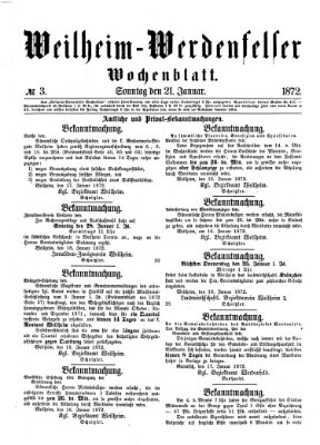 Weilheim-Werdenfelser Wochenblatt Sonntag 21. Januar 1872