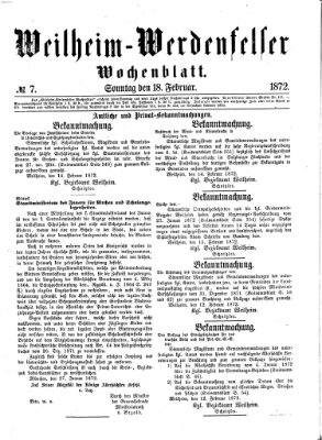 Weilheim-Werdenfelser Wochenblatt Sonntag 18. Februar 1872