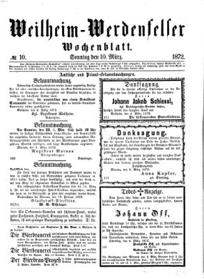 Weilheim-Werdenfelser Wochenblatt Sonntag 10. März 1872