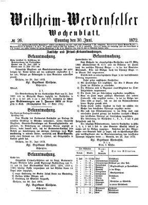 Weilheim-Werdenfelser Wochenblatt Sonntag 30. Juni 1872