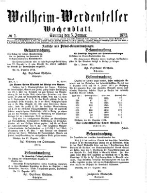 Weilheim-Werdenfelser Wochenblatt Sonntag 5. Januar 1873