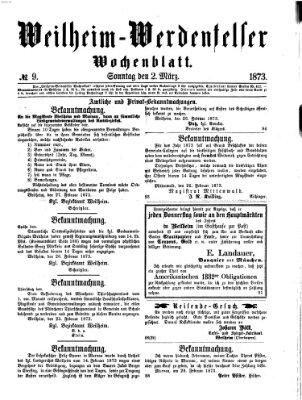 Weilheim-Werdenfelser Wochenblatt Sonntag 2. März 1873