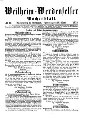 Weilheim-Werdenfelser Wochenblatt Sonntag 16. März 1873