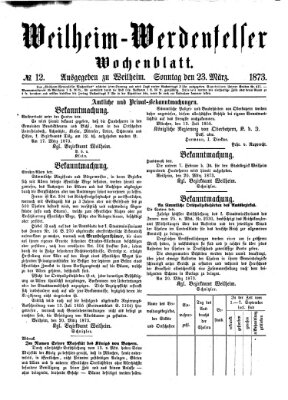 Weilheim-Werdenfelser Wochenblatt Sonntag 23. März 1873