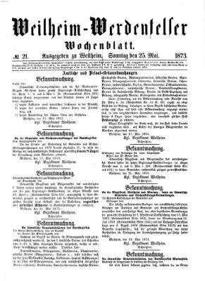 Weilheim-Werdenfelser Wochenblatt Sonntag 25. Mai 1873