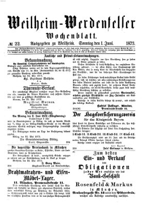 Weilheim-Werdenfelser Wochenblatt Sonntag 1. Juni 1873