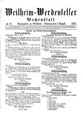 Weilheim-Werdenfelser Wochenblatt Sonntag 3. August 1873