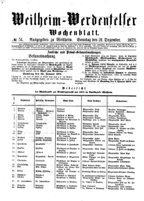 Weilheim-Werdenfelser Wochenblatt Sonntag 21. Dezember 1873