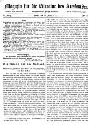 Magazin für die Literatur des Auslandes Samstag 22. März 1873