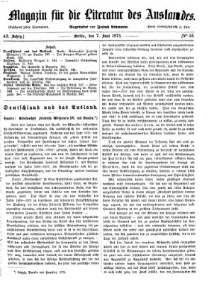 Magazin für die Literatur des Auslandes Samstag 7. Juni 1873