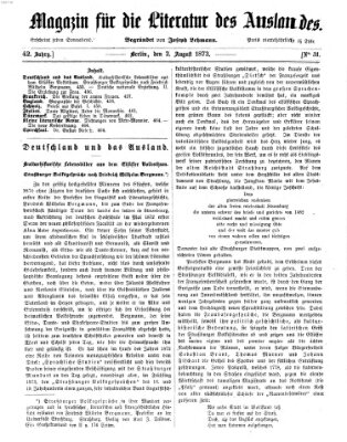 Magazin für die Literatur des Auslandes Samstag 2. August 1873