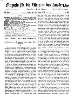 Magazin für die Literatur des Auslandes Samstag 23. August 1873