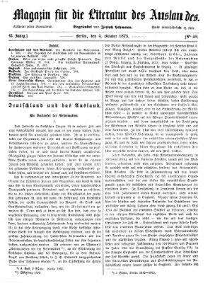 Magazin für die Literatur des Auslandes Samstag 4. Oktober 1873