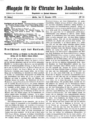 Magazin für die Literatur des Auslandes Samstag 13. Dezember 1873