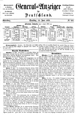 General-Anzeiger für Deutschland (Nürnberger Abendzeitung) Samstag 15. Juni 1872