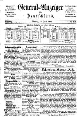 General-Anzeiger für Deutschland (Nürnberger Abendzeitung) Montag 17. Juni 1872