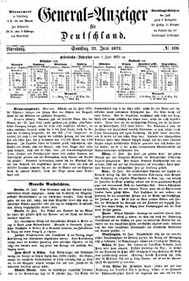 General-Anzeiger für Deutschland (Nürnberger Abendzeitung) Samstag 22. Juni 1872