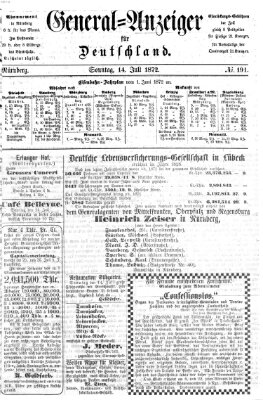 General-Anzeiger für Deutschland (Nürnberger Abendzeitung) Sonntag 14. Juli 1872