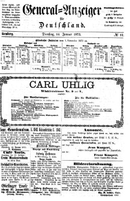 General-Anzeiger für Deutschland (Nürnberger Abendzeitung) Dienstag 14. Januar 1873