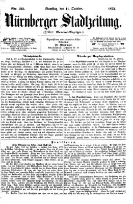 Nürnberger Stadtzeitung (Nürnberger Abendzeitung) Samstag 11. Oktober 1873