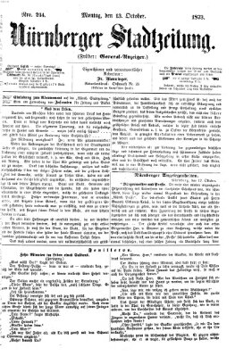 Nürnberger Stadtzeitung (Nürnberger Abendzeitung) Montag 13. Oktober 1873