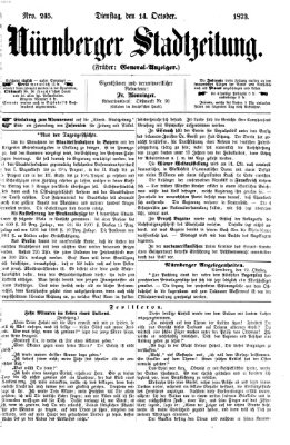 Nürnberger Stadtzeitung (Nürnberger Abendzeitung) Dienstag 14. Oktober 1873