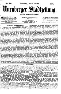 Nürnberger Stadtzeitung (Nürnberger Abendzeitung) Donnerstag 16. Oktober 1873