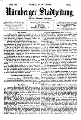 Nürnberger Stadtzeitung (Nürnberger Abendzeitung) Samstag 18. Oktober 1873