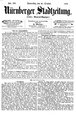 Nürnberger Stadtzeitung (Nürnberger Abendzeitung) Donnerstag 30. Oktober 1873